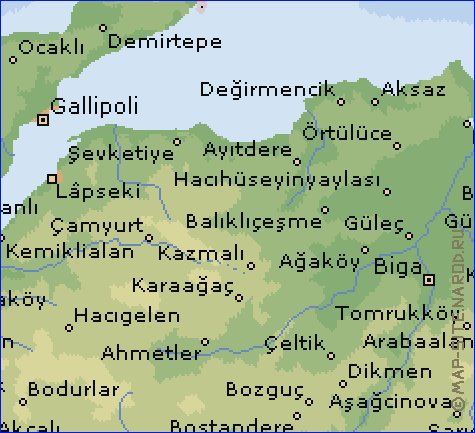 mapa de  il Canakkale