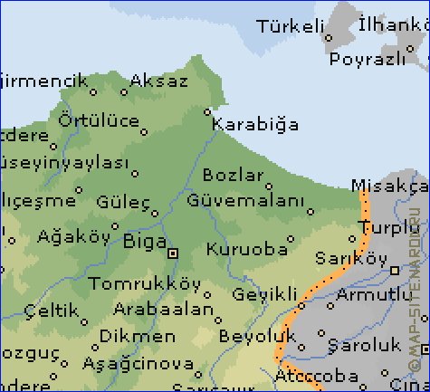 mapa de  il Canakkale