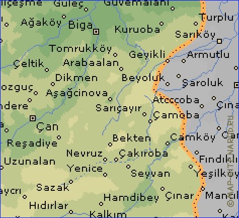 mapa de  il Canakkale