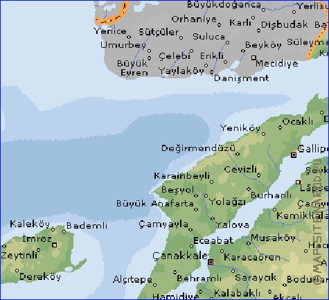 mapa de  il Canakkale