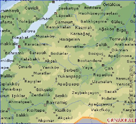 mapa de  il Canakkale