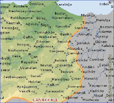 mapa de  il Canakkale