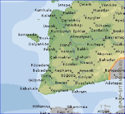 mapa de  il Canakkale