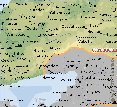 mapa de  il Canakkale