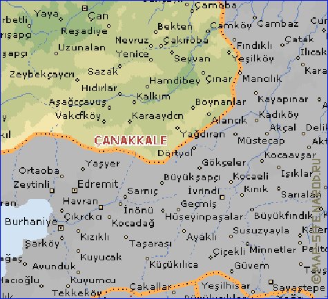 carte de  il Canakkale