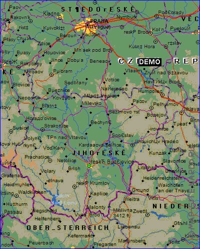 Administrativa mapa de Republica Checa em ingles