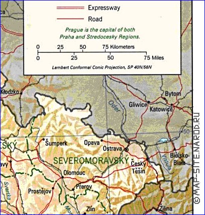 Administrativa mapa de Republica Checa