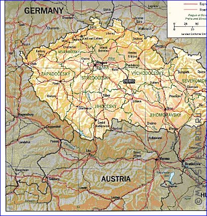 Administrativa mapa de Republica Checa