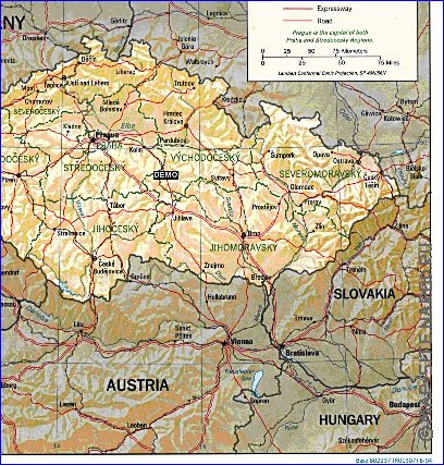 Administrativa mapa de Republica Checa