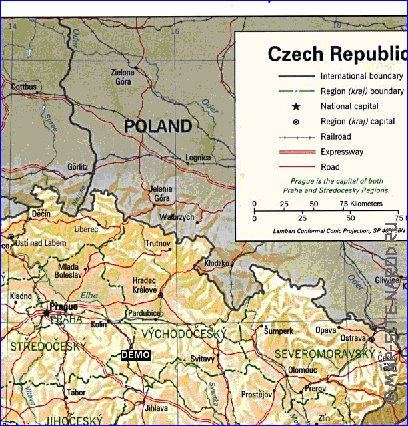 Administrativa mapa de Republica Checa