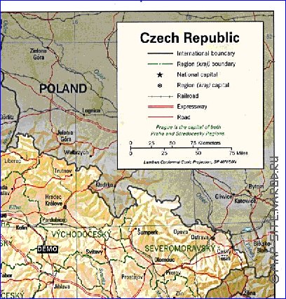 Administrativa mapa de Republica Checa