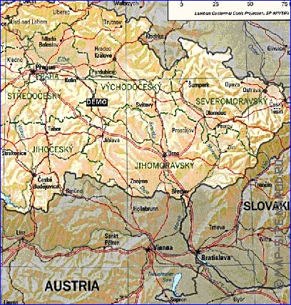 Administrativa mapa de Republica Checa