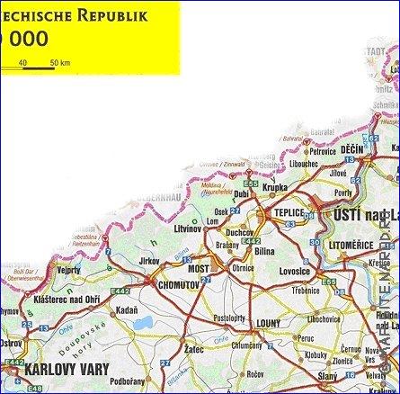 mapa de de estradas Republica Checa em ingles