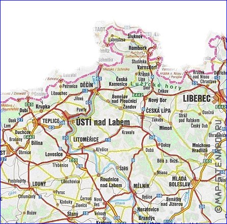 mapa de de estradas Republica Checa em ingles