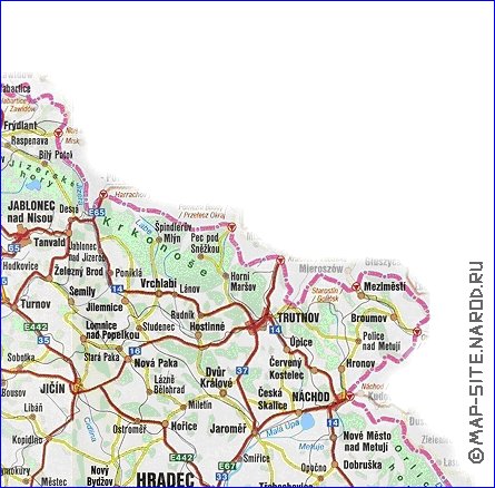 mapa de de estradas Republica Checa em ingles