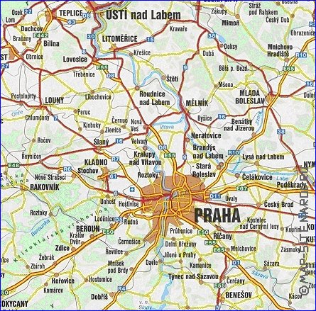 mapa de de estradas Republica Checa em ingles