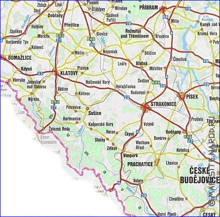 carte de des routes Republique tcheque en anglais