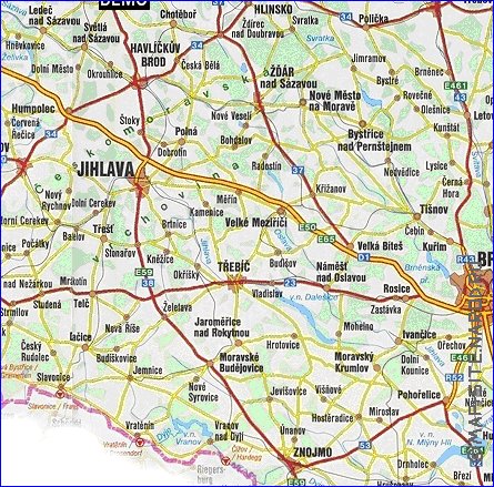 mapa de de estradas Republica Checa em ingles