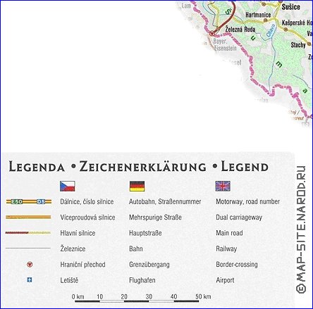 carte de des routes Republique tcheque en anglais