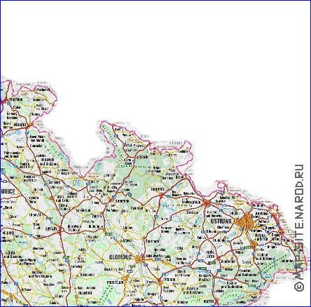 mapa de de estradas Republica Checa em ingles