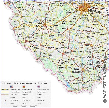 mapa de de estradas Republica Checa em ingles