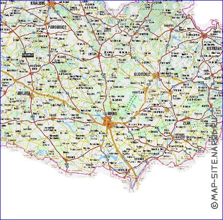 mapa de de estradas Republica Checa em ingles