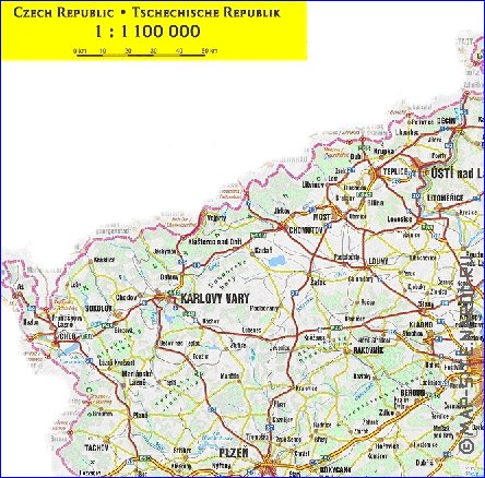 mapa de de estradas Republica Checa em ingles