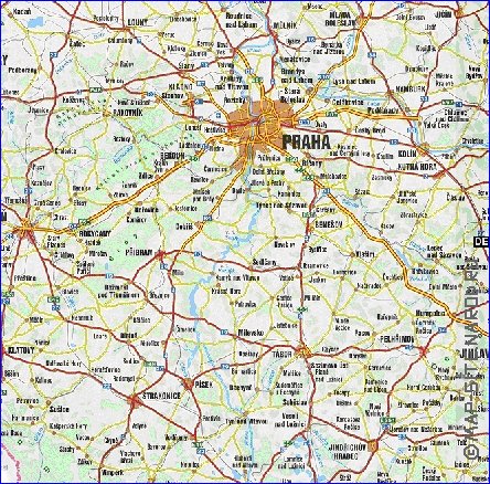 mapa de de estradas Republica Checa em ingles