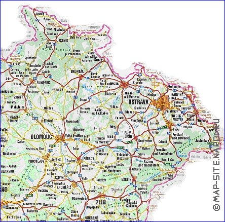 mapa de de estradas Republica Checa em ingles