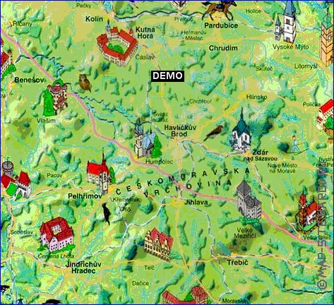 mapa de Republica Checa no idioma checo