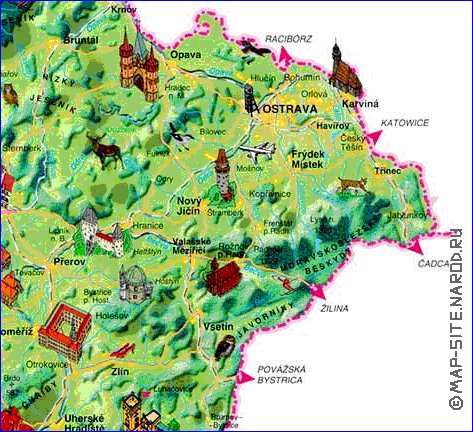 carte de Republique tcheque dans la langue tcheque