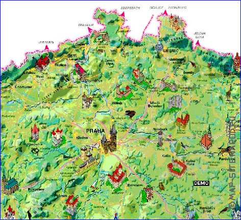 carte de Republique tcheque dans la langue tcheque