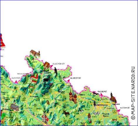 mapa de Republica Checa no idioma checo