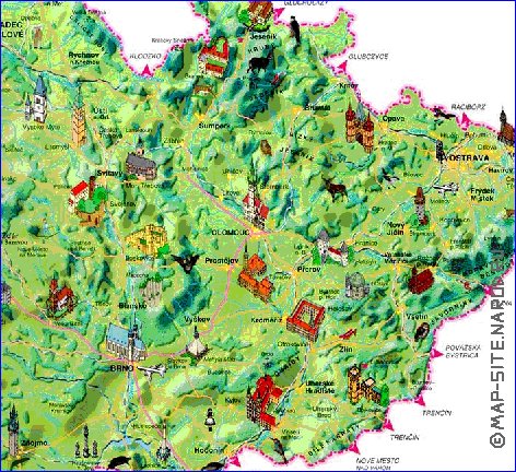 carte de Republique tcheque dans la langue tcheque