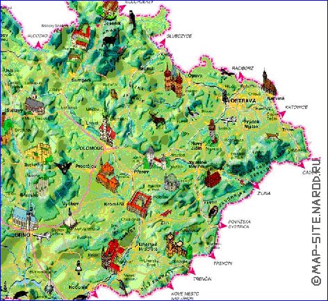 carte de Republique tcheque dans la langue tcheque