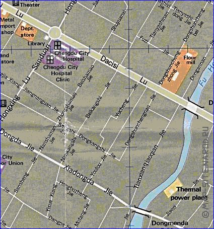 mapa de Chengdu em ingles