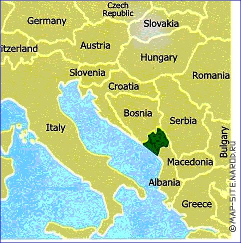 mapa de Montenegro em ingles