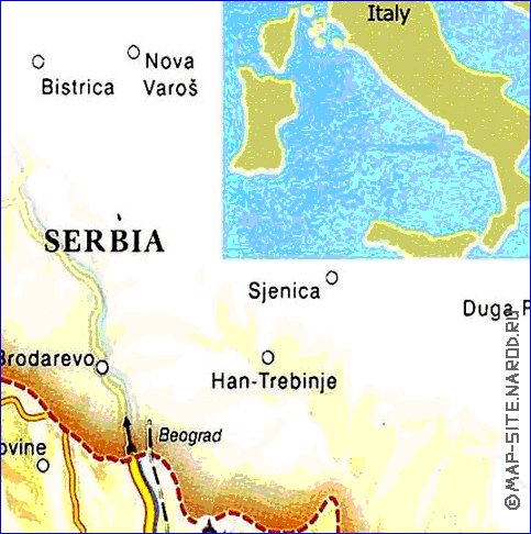 carte de Montenegro en anglais