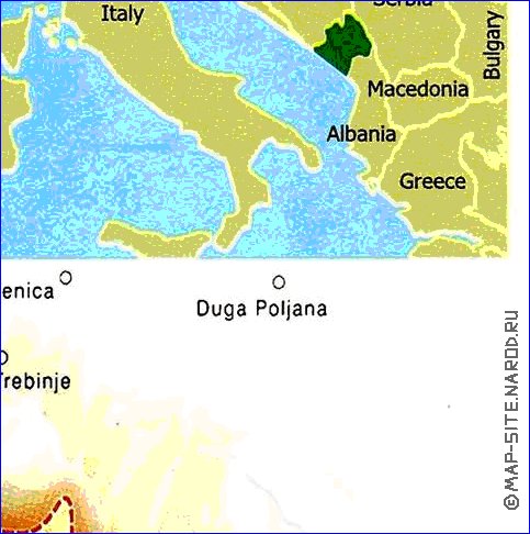 mapa de Montenegro em ingles