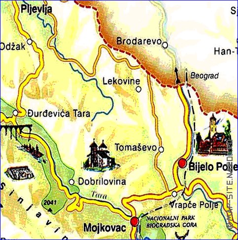 mapa de Montenegro em ingles