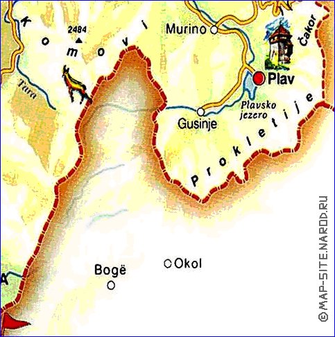 mapa de Montenegro em ingles