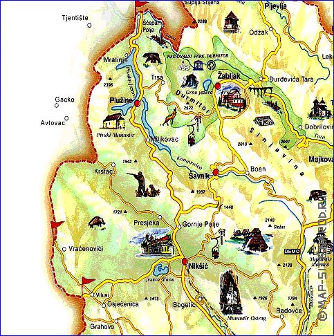 mapa de Montenegro em ingles