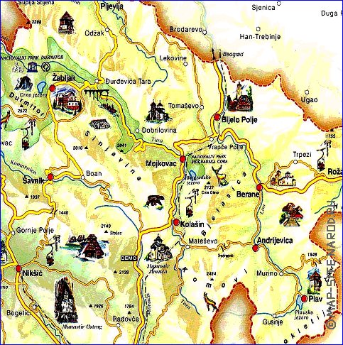 mapa de Montenegro em ingles