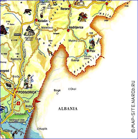 mapa de Montenegro em ingles