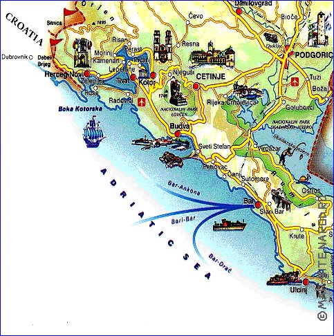 mapa de Montenegro em ingles