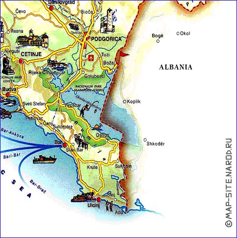 mapa de Montenegro em ingles