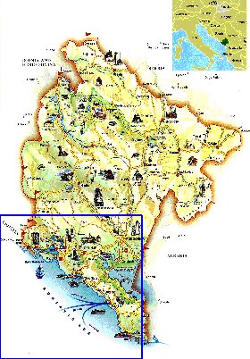 mapa de Montenegro em ingles