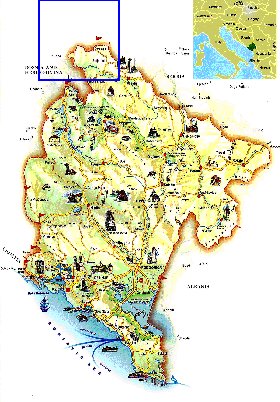 carte de Montenegro en anglais