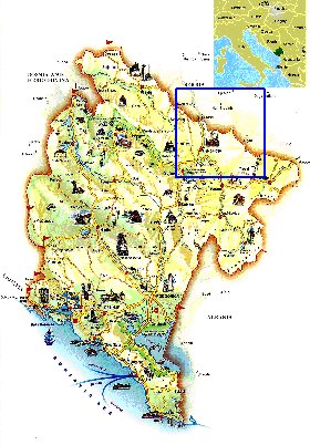 carte de Montenegro en anglais