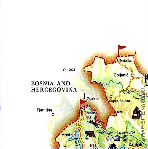 carte de Montenegro en anglais